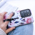 Compatible with Samsung Galaxy S20 Ultra Case Finger Grip,3D Embossed Pink Flowers White Shell Design, Rugged Shockproof Slim Fit Dual Layer Finge...