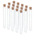 PATIKIL 13ml Plastic Test Tubes with Cork Stoppers, 15Pcs 150x15mm Tubes for Scientific Party Decoration Candy Bead Storage Bath Salt Lab Use, Cle...