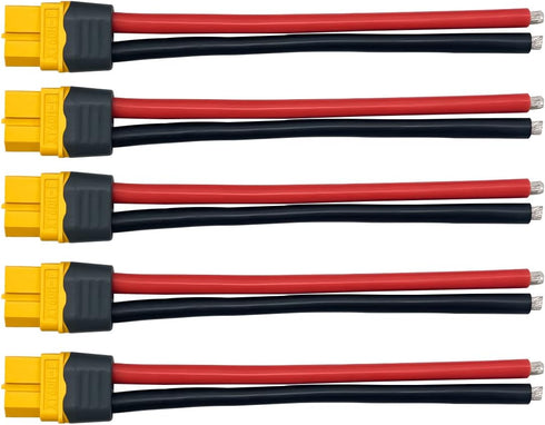 5Pairs XT60H (XT60 Upgrade Plug Male Female Extension Connector Adapter with Sheath Housing with 12AWG 10cm Silicone Wire for RC Lipo Battery FPV ...