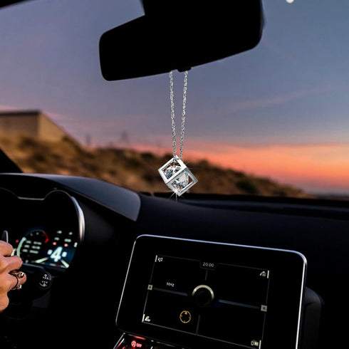 Bling Diamond Cube Car Rear View Mirror Charms, Crystal Sun Catcher Hanging Ornament for Automotive, Home Decor, Universal Vehicle Pendant Accesso...