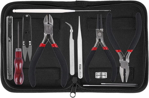 WUCID Jewelry Pliers,3.5-inch Pliers Elbow Straight Head Tweezers 12-Piece Jewelry Making Kit DIY Beaded Combination Kit Jewelry Making Supplies...