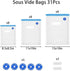 Sous Vide Bags 31Pcs, Reusable BPA Free Vacuum Sealer Bags Vacuum Food Storage Bags for Cooking/Food Storage/Microwave Heating - 24Pcs Vacuum Zipp...