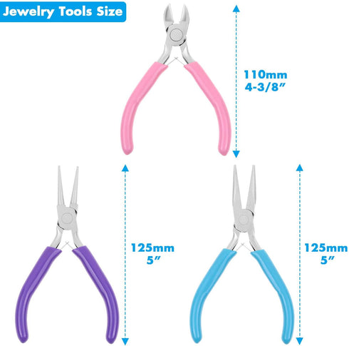 Shynek Jewelry Pliers, 3pcs, Tools with Needle/Chain Nose Pliers, Round Nose Pliers and Wire Cutter for Jewelry Repair, Wire Wrapping, Crafts, Jew...