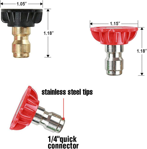 Pressure Washer Tips Power Washer Soap Nozzle Tips Multiple Degrees 1/4 Quick Connect Design Up to 4,500 PSI 2.5 GPM(5-Pack)...