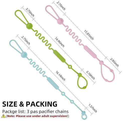 Chuya Toy Straps for Baby 3 Pcs,Silicone Baby Pacifier Holder, Baby Toy Strap Applies to Car Seat Toy,Teether?Teething Toy,High Chair Baby Toy, St...