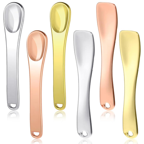 3 Pcs Metal Cosmetic Spoon, Mini Skincare Spatula Reusable Stick Applicator Beauty Scoop Facial Cream Mask Spoon for Cream Lotions Moisturizers Mi...