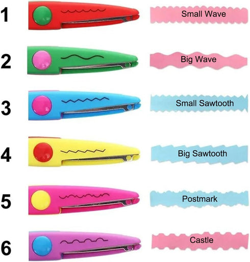 Paper Edge Scissors, Set of 6 Craft Scissors with 6 Different Wavy Lines Decorative Edge, DIY Art Paper Scrapbooking Decorative Edge Scissors...