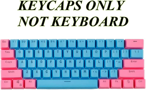 61 Keys PBT Keycap OEM Overview Set Thick Key Caps 61 Mechanical Keyboard for DIY Cherry MX Mechanical Keyboard Backlit,Only Keycap (Blue-Pink),On...
