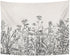 Emvency Tapestry Floral Border Herbs and Wild Flowers Botanical Engraving Style Black and White Home Decor Wall Hanging 50" x 60" Inches Print for...