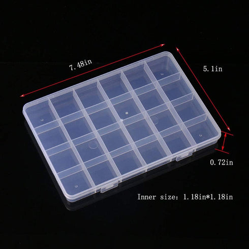 2PCS 24 Slots Transparent Plastic Jewelry Organizer Box Compartment Storage Container for Bead Rings Jewelry Display Organizer...