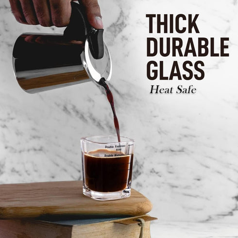 Set of 2 Espresso Shot Glasses - espresso glass -espresso measuring glass , espresso shot cups - espresso glasses - barista tools -coffee shot gla...