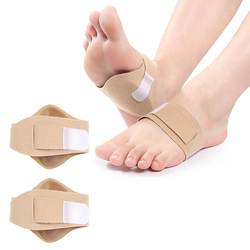 2 Pair of Arch Support for Plantar Fasciitis Relief, Adjustable Arch Support Compression Bands, Non-Slip Unisex Arch Sleeves with Gel Pads for Fal...