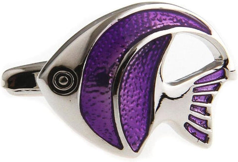 Angel Fish Angelfish Purple Fishing Pair Cufflinks in a Presentation Gift Box & Polishing Cloth...