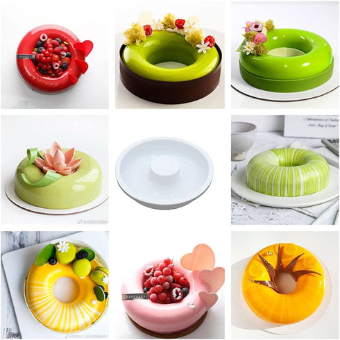 7 Inch Silicone Baking Molds,Fluted Tube Cake Pans,Round Shape Non Stick Molds,Silicone Oven Safe Chocolate Mousse Dessert Baking Pan for jello, D...