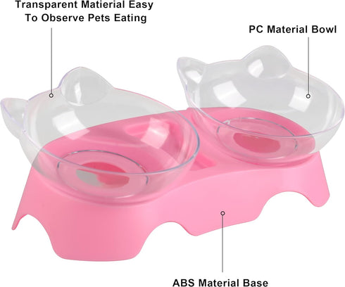 MILIFUN Cat Bowls, Cat Food Bowls Elevated Tilted, Anti Vomiting Kitty Bowls for Puppy and Bunny, Orthopedic Cat Bowls for Indoor Cats. (Pink)...