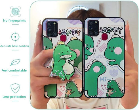 Cute Cartoon Case Compatible with Samsung Galaxy A71 5G Cases Slim Silicone Fit Protective Phone Cover with 3D Liquid Glitter Clear Kickstand Shoc...