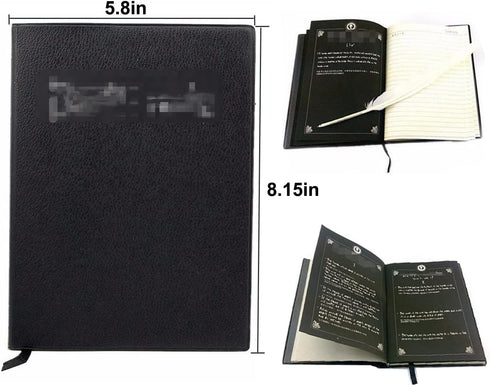4 PCS Set Notebook Anime Cosplay Japan Anime Theme Writing Journal, Feather Pen, L Necklace & Book Chain Anime Accessories...