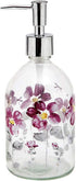 17oz Flower Glass Soap Dispenser Bottle with Plastic Pump...