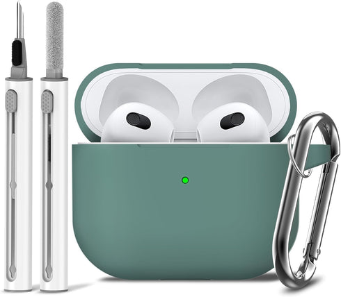 AirPods 3rd Gen Case Cover with Cleaner Kit,Soft Silicone Protective Case for Apple AirPods 3rd Generation Charging Case with Keychain,Shockproof ...