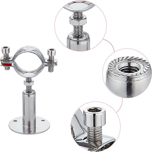 2PCS Wall Mount Ceiling Mount Pipe 304 Stainless Steel Pipe Supports Pipe Standoff Adjustable Height 30-60mm?1.18"-2.36"?for OD Pipe 15-19mm(0.59-...