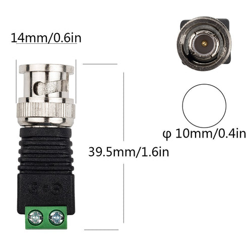 BNC Male Balun Connector 28 Pcs Coaxial Cat5 to BNC Male Connector and BNC to 2 Screw Camera Terminal Male Adpater for CCTV Surveillance Video Cam...