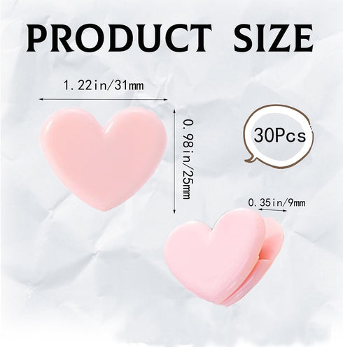 30pcs Heart Shaped Binder Clips,Mini Decorative Paper Clips,Paper and Bag Clips for Coffee Office Photo Picture Pages Holder...