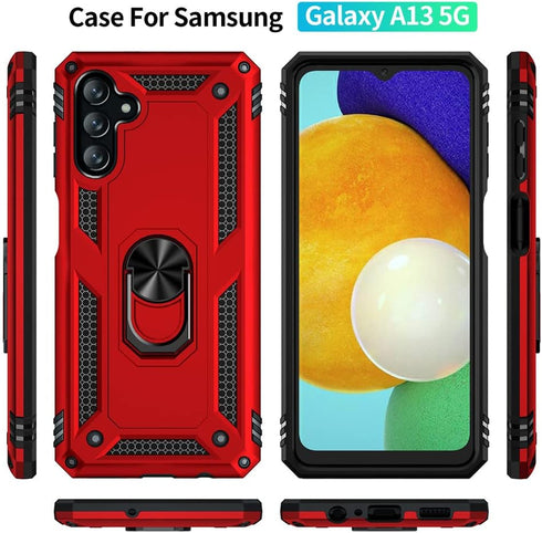 Galaxy A13 5G Case, Samsung A13 5G Case, Galaxy A04s Case with HD Screen Protector, Military-Grade Ring Holder Stand Car Mount 15ft Drop Tested Sh...