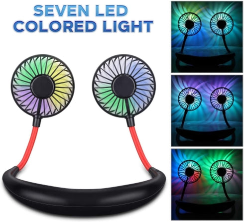 iHip Portable Hanging Neck Fan, Personal Fan, Around Neck Fan, Rechargeable Wearable Mini USB 2000mAh Fans, Outdoor, Sports (Black)...