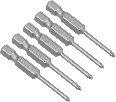 uxcell 5 Pcs 2.5mm PH1 Magnetic Phillips Screwdriver Bits, 1/4 Inch Hex Shank 2-inch Length S2 Power Tool...