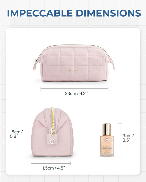 BAGSMART Makeup Bag Travel Cosmetic Bag, Puffy Padded Make Up Bags for Women Makeup Organizer Case, Wide-open Pouch Purse Travel Essentials Toilet...