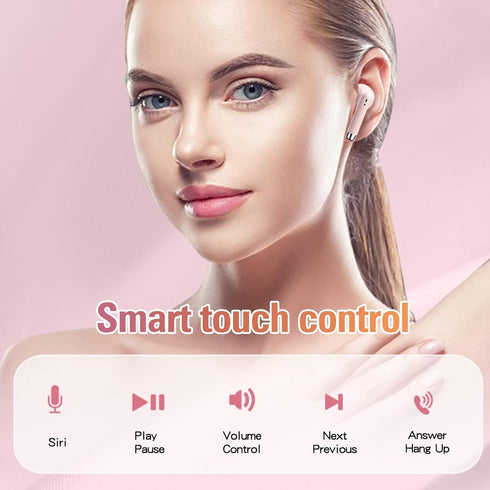 Pink True Wireless Earbuds Bluetooth 5.3 with Microphone for Working Out Noise Canceling Blue Tooth Ear Buds Deep Bass TWS Wireless Earphones with...