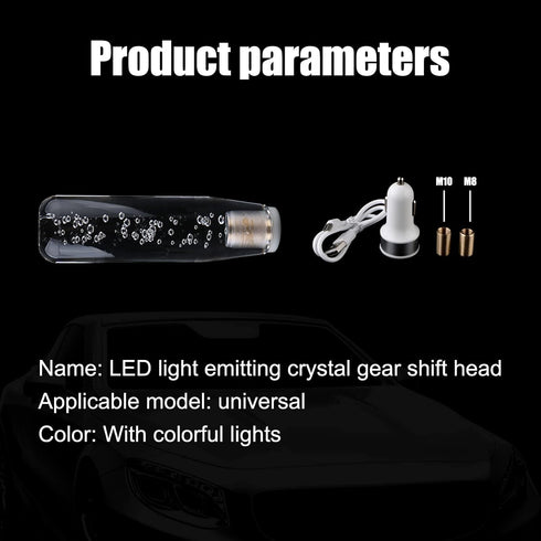 1 PC Crystal Gear Stick Shifter Knob, Transparent Bubble Gear Shifter Multicolor Gradient LED Shift Knob, Universal Cool Shift Head Car Interior A...