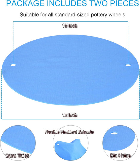 12 inch BatMate for Pottery and Ceramics, LEOLIO Upgraded Round Clay Throwing Cloth for Making Pottery Ceramics, Pottery Machine Accessories (Blue...