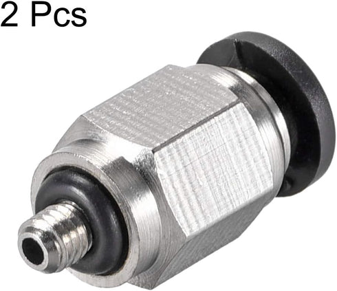 uxcell Straight Pneumatic Push To Quick Connect Fittings M3 Male x 4mm Tube OD Silver Tone 2pcs...