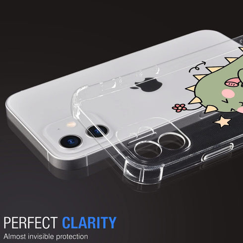 JOYLAND Clear Couple Case for iPhone 13 Green Dinosaur Cute Matching Phone Case for Girls&Women Full Protective Anti-Scratch TPU Soft Bumper Cover...