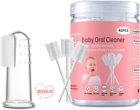 Baby Tongue Cleaner, Baby Toothbrush, 42Pcs Disposable Infant Toothbrush Clean Baby Mouth,Gauze Gum Cleaner Toothbrush Baby Oral Cleaning Stick De...