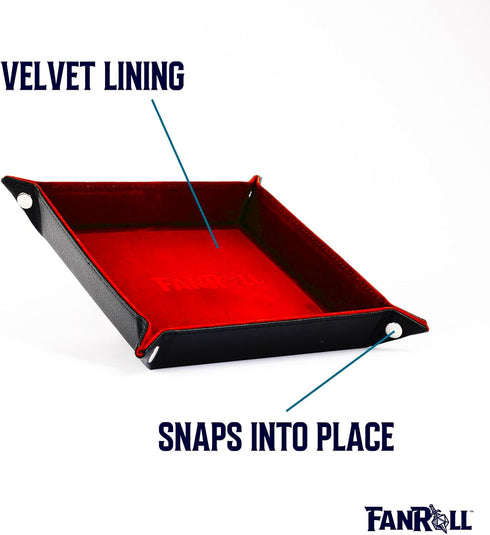 FanRoll by Metallic Dice Games Fold Up Velvet Dice Tray w/PU Leather Backing: Red, Role Playing Game Dice Accessories for Dungeons and Dragons...