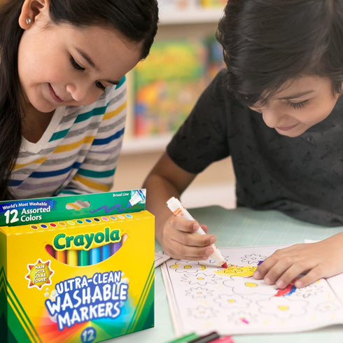 Crayola Broad Line Markers (12ct), Washable Markers for Kids, Classroom Supplies for Teachers, Kids Back to School Supplies, 3+...