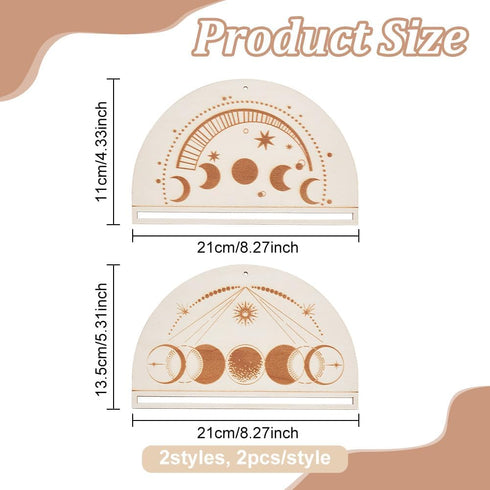 4Pcs Wood Macrame Frames 2 Styles Wood Moon Phase Pattern Macrame Frame Set Macrame Wall Hanging Projects Macrame Supplies for DIY Crafts Making M...