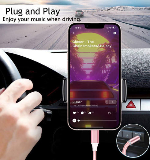 Apple MFi Certified Aux Cord for iPhone, Lightning to 3.5mm Jack Nylon Braided Audio Cable for iPhone 14 13 12 11 XS XR X 8 7 6 iPad to Car/Home S...