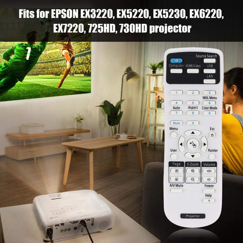 V BESTLIFE Projector Remote Control Replacement for EPSON EX3220, EX5220, EX5230, EX6220, EX7220, 725HD, 730HD Projector...