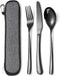 MURRI&MURRDI Stainless Steel Cutlery Set for 1, Reusable Flatware Set with Case, Cutlery Set for Work Stainless Steel Knife Fork Spoon Set 3 Piece...
