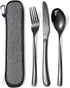 MURRI&MURRDI Stainless Steel Cutlery Set for 1, Reusable Flatware Set with Case, Cutlery Set for Work Stainless Steel Knife Fork Spoon Set 3 Piece...