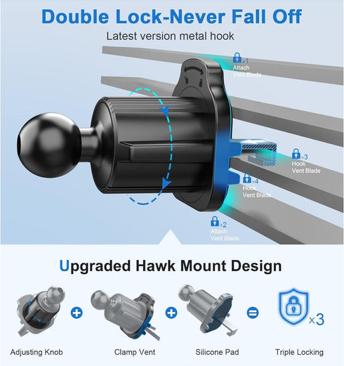 1Pc Black Universal Air Vent Clip For Car Mount Cellphone Holder Vent Grip Joint Dia-17mm For Most Bracket Air Vent Clip For Car Mount Holder Join...