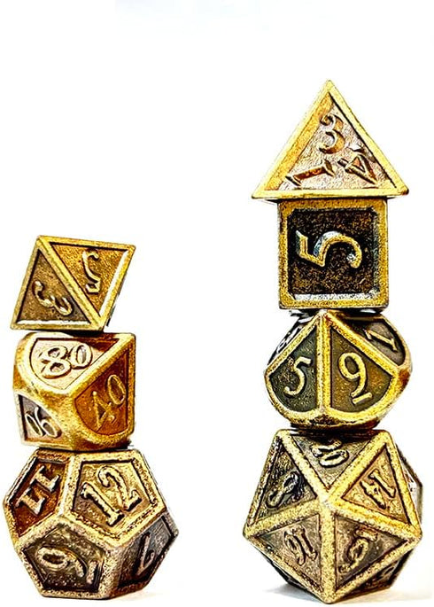 7 Pieces Metal DND Dice Set Retro D&D Polyhedral Dice with Flannel Bag for DND Dungeons and Dragons Role Playing Games (Bronze)...