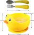 Silicone Toddler Bowl with Suction Plus Baby Spoon and Fork Gift in Carton Duck Style as Child Snack Eating Utensils for Your Infant Solid Food Se...