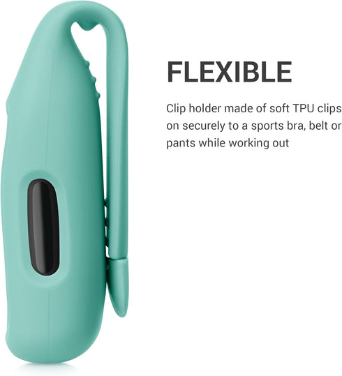 kwmobile 2X Clip Holders Compatible with Fitbit Inspire 3 / Inspire 2 / Ace 3 - Clip-On Holder Replacement Set - Black/Mint...