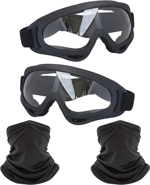 Motorcycle Goggles,2 Pack Dirt Bike ATV Motocross Riding Hiking Protective with 2 Pack Neck Breathable Bandana Mask...