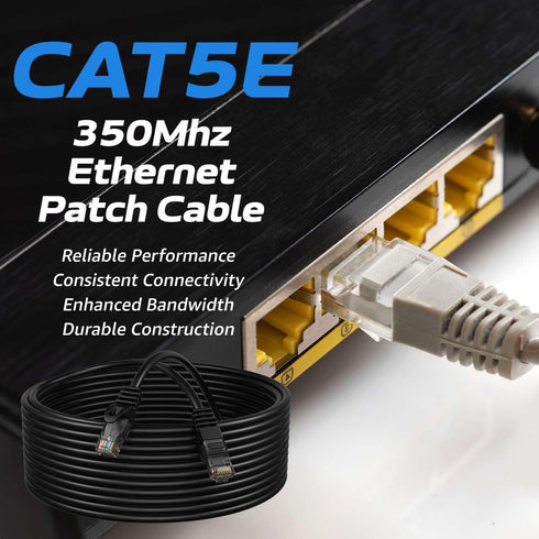 Cables Direct Online Cat5e 30FT Network Ethernet Patch Cable, 350Mhz Internet Wire, Compatible with PC, Laptop, Modem, Router, TVs, Printer Cord, ...