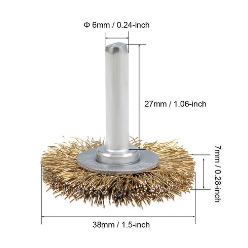 uxcell 1-1/2Inch Wire Wheel Brush Bench Copper Plated Crimped Steel 1/4-Inch Shank 10 Pcs...